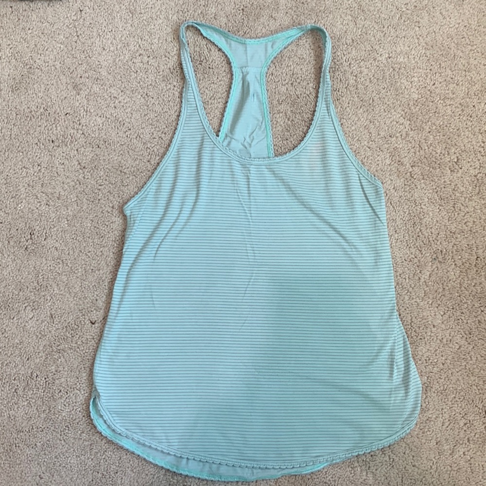 lululemon 105 Singlet Silver* Scalloped Hem Heathered Fresh Teal Size 4